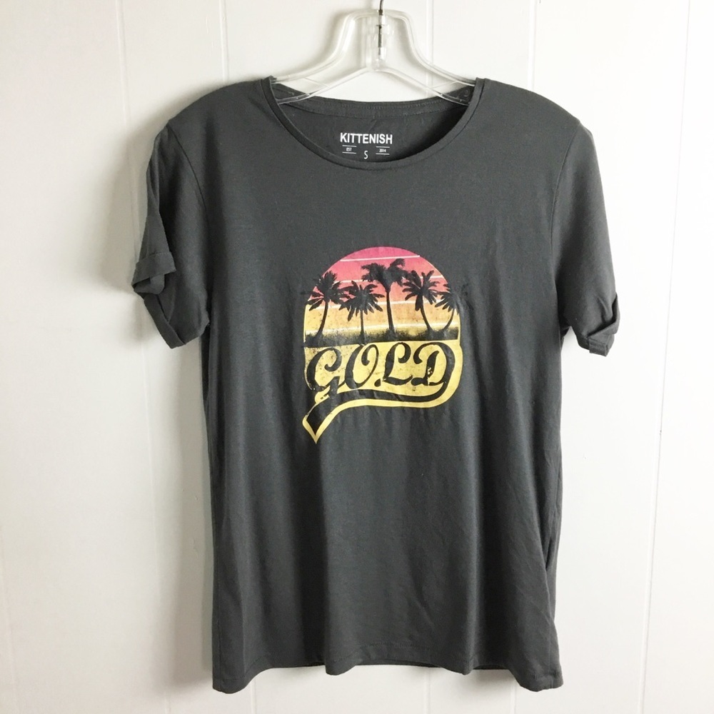 Kittenish Gold Dark Gray Tee-Shirt Size S Palm